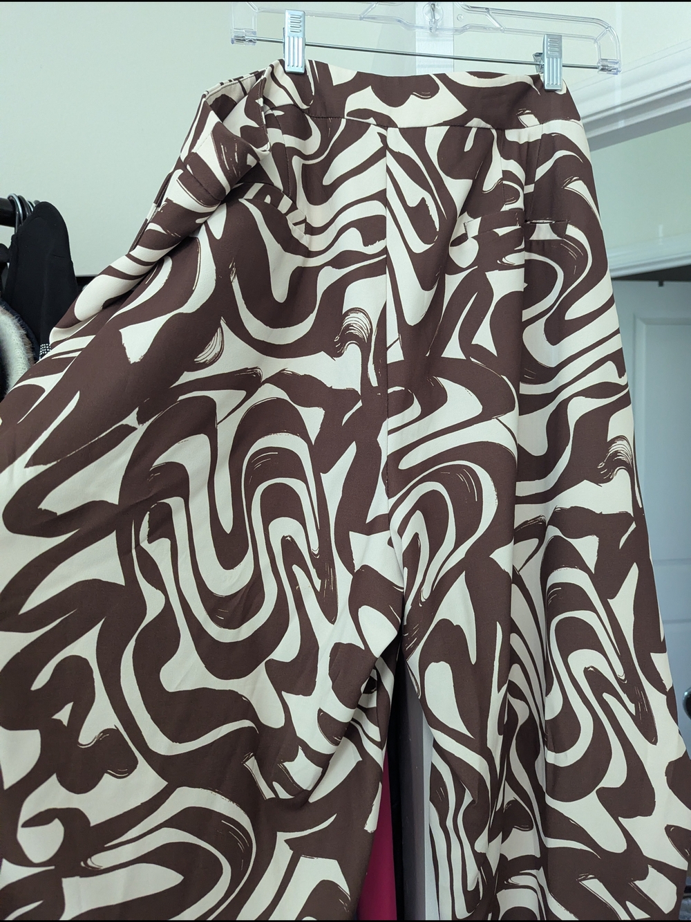 Eloquii Brown and Cream Swirl Wide-Leg Trousers
